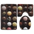 thumbnail image 1 of PUDMAD Chocolate 3 Piece Bathroom Rugs Set Bath Rug Contour Mat and Toilet Lid Cover, 1 of 2