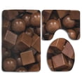thumbnail image 1 of PUDMAD Chocolate 3 Piece Bathroom Rugs Set Bath Rug Contour Mat and Toilet Lid Cover, 1 of 2