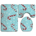 thumbnail image 1 of PUDMAD Christmas Candy Canes 3 Piece Bathroom Rugs Set Bath Rug Contour Mat and Toilet Lid Cover, 1 of 2