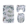 thumbnail image 1 of PUDMAD Christmas Holly Red Berries 3 Piece Bathroom Rugs Set Bath Rug Contour Mat and Toilet Lid Cover, 1 of 2