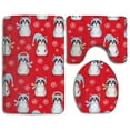 thumbnail image 1 of PUDMAD Christmas Red Raccoons 3 Piece Bathroom Rugs Set Bath Rug Contour Mat and Toilet Lid Cover, 1 of 2