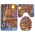 thumbnail image 1 of PUDMAD Christmas Windows 3 Piece Bathroom Rugs Set Bath Rug Contour Mat and Toilet Lid Cover, 1 of 2