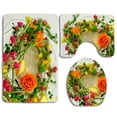 thumbnail image 1 of PUDMAD Christmas Wreath 3 Piece Bathroom Rugs Set Bath Rug Contour Mat and Toilet Lid Cover, 1 of 2
