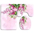 thumbnail image 1 of PUDMAD Chrysanthemums Butterflies 3 Piece Bathroom Rugs Set Bath Rug Contour Mat and Toilet Lid Cover, 1 of 2