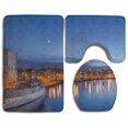 thumbnail image 1 of PUDMAD City Night Bay 3 Piece Bathroom Rugs Set Bath Rug Contour Mat and Toilet Lid Cover, 1 of 2