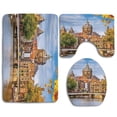 thumbnail image 1 of PUDMAD Cityscape Canal and Old Church in Netherlands Traditional Romantic Scene Europe Home 3 Piece Bathroom Rugs Set Bath Rug Contour Mat and Toilet Lid Cover, 1 of 2