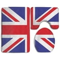 thumbnail image 1 of PUDMAD Classic Traditional Flag United Kingdom Modern British Loyalty Symbol 3 Piece Bathroom Rugs Set Bath Rug Contour Mat and Toilet Lid Cover, 1 of 2