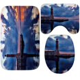 thumbnail image 1 of PUDMAD Classic Wooden Board Anchor Printed 3 Piece Bathroom Rugs Set Bath Rug Contour Mat and Toilet Lid Cover, 1 of 2