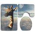 thumbnail image 1 of PUDMAD Clouds Moon Giraffe 3 Piece Bathroom Rugs Set Bath Rug Contour Mat and Toilet Lid Cover, 1 of 2