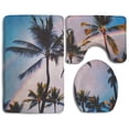 thumbnail image 1 of PUDMAD Coconut Tree Under Sunset 3 Piece Bathroom Rugs Set Bath Rug Contour Mat and Toilet Lid Cover, 1 of 2