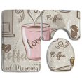 thumbnail image 1 of PUDMAD Coffee 3 Piece Bathroom Rugs Set Bath Rug Contour Mat and Toilet Lid Cover, 1 of 2