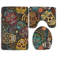 thumbnail image 1 of PUDMAD Color Skull 3 Piece Bathroom Rugs Set Bath Rug Contour Mat and Toilet Lid Cover, 1 of 2