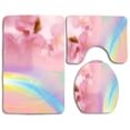 thumbnail image 1 of PUDMAD Color Streak Cherry Blossoms 3 Piece Bathroom Rugs Set Bath Rug Contour Mat and Toilet Lid Cover, 1 of 2