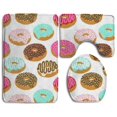 thumbnail image 1 of PUDMAD Colored Donuts 3 Piece Bathroom Rugs Set Bath Rug Contour Mat and Toilet Lid Cover, 1 of 2