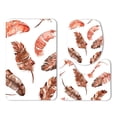thumbnail image 1 of PUDMAD Colored Feathers Watercolor Orange Red 3 Piece Bathroom Rugs Set Bath Rug Contour Mat and Toilet Lid Cover, 1 of 2