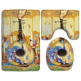 thumbnail image 1 of PUDMAD Colored Guitar 3 Piece Bathroom Rugs Set Bath Rug Contour Mat and Toilet Lid Cover, 1 of 2