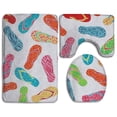 thumbnail image 1 of PUDMAD Colored Slippers 3 Piece Bathroom Rugs Set Bath Rug Contour Mat and Toilet Lid Cover, 1 of 2