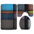 thumbnail image 1 of PUDMAD Colored Squares 3 Piece Bathroom Rugs Set Bath Rug Contour Mat and Toilet Lid Cover, 1 of 2