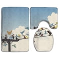 thumbnail image 1 of PUDMAD Colorful Birds Roosting On Telegraph Wires 3 Piece Bathroom Rugs Set Bath Rug Contour Mat and Toilet Lid Cover, 1 of 2