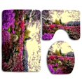thumbnail image 1 of PUDMAD Colorful Blossoms 3 Piece Bathroom Rugs Set Bath Rug Contour Mat and Toilet Lid Cover, 1 of 2