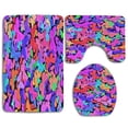 thumbnail image 1 of PUDMAD Colorful Butterflies1 3 Piece Bathroom Rugs Set Bath Rug Contour Mat and Toilet Lid Cover, 1 of 2