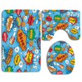 thumbnail image 1 of PUDMAD Colorful Comic Icons Effects Boom Scream Magazine Signs Pop Illustarion 3 Piece Bathroom Rugs Set Bath Rug Contour Mat and Toilet Lid Cover, 1 of 2