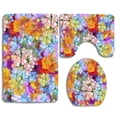 thumbnail image 1 of PUDMAD Colorful Flowers 3 Piece Bathroom Rugs Set Bath Rug Contour Mat and Toilet Lid Cover, 1 of 2
