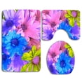 thumbnail image 1 of PUDMAD Colorful Flowers Daisy 3 Piece Bathroom Rugs Set Bath Rug Contour Mat and Toilet Lid Cover, 1 of 2