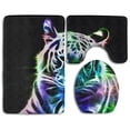 thumbnail image 1 of PUDMAD Colorful Fluorescent Tiger 3 Piece Bathroom Rugs Set Bath Rug Contour Mat and Toilet Lid Cover, 1 of 2