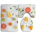 thumbnail image 1 of PUDMAD Colorful Fresh Fruit Table Orange Tangerine Lime Kiwi Grapefruit Fruit 3 Piece Bathroom Rugs Set Bath Rug Contour Mat and Toilet Lid Cover, 1 of 2