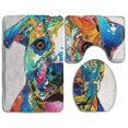 thumbnail image 1 of PUDMAD Colorful Happy Dog Pit Bull 3 Piece Bathroom Rugs Set Bath Rug Contour Mat and Toilet Lid Cover, 1 of 2