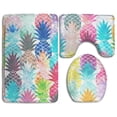 thumbnail image 1 of PUDMAD Colorful Hawaiian Tropical Pineapple 3 Piece Bathroom Rugs Set Bath Rug Contour Mat and Toilet Lid Cover, 1 of 2