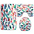 thumbnail image 1 of PUDMAD Colorful Hearts 3 Piece Bathroom Rugs Set Bath Rug Contour Mat and Toilet Lid Cover, 1 of 2