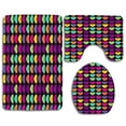 thumbnail image 1 of PUDMAD Colorful Hearts Love 3 Piece Bathroom Rugs Set Bath Rug Contour Mat and Toilet Lid Cover, 1 of 2