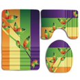thumbnail image 1 of PUDMAD Colorful Home Modern Various Fractal Floral Leaves and Branch Vibrant Stripes Fantasy Art 3 Piece Bathroom Rugs Set Bath Rug Contour Mat and Toilet Lid Cover, 1 of 2