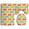 thumbnail image 1 of PUDMAD Colorful Motorcycle 3 Piece Bathroom Rugs Set Bath Rug Contour Mat and Toilet Lid Cover, 1 of 2