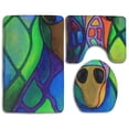 thumbnail image 1 of PUDMAD Colorful Neck Woods 3 Piece Bathroom Rugs Set Bath Rug Contour Mat and Toilet Lid Cover, 1 of 2