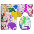thumbnail image 1 of PUDMAD Colorful Paint Splat 3 Piece Bathroom Rugs Set Bath Rug Contour Mat and Toilet Lid Cover, 1 of 2