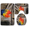 thumbnail image 1 of PUDMAD Colorful Parrots 3 Piece Bathroom Rugs Set Bath Rug Contour Mat and Toilet Lid Cover, 1 of 2