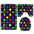 thumbnail image 1 of PUDMAD Colorful Peace Signs 3 Piece Bathroom Rugs Set Bath Rug Contour Mat and Toilet Lid Cover, 1 of 2