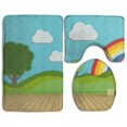 thumbnail image 1 of PUDMAD Colorful Playroom Wall Tree board Rendering 3 Piece Bathroom Rugs Set Bath Rug Contour Mat and Toilet Lid Cover, 1 of 2