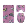 thumbnail image 1 of PUDMAD Colorful Retro Roller Skates 3 Piece Bathroom Rugs Set Bath Rug Contour Mat and Toilet Lid Cover, 1 of 2