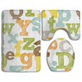 thumbnail image 1 of PUDMAD Colorful Sketched Alphabet 3 Piece Bathroom Rugs Set Bath Rug Contour Mat and Toilet Lid Cover, 1 of 2