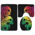 thumbnail image 1 of PUDMAD Colorful Skull 3 Piece Bathroom Rugs Set Bath Rug Contour Mat and Toilet Lid Cover, 1 of 2