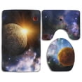 thumbnail image 1 of PUDMAD Colorful Starry Sky 3 Piece Bathroom Rugs Set Bath Rug Contour Mat and Toilet Lid Cover, 1 of 2