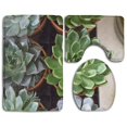 thumbnail image 1 of PUDMAD Colorful Succulent Green Plants 3 Piece Bathroom Rugs Set Bath Rug Contour Mat and Toilet Lid Cover, 1 of 2