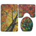 thumbnail image 1 of PUDMAD Colorful Trees Painting Set 3 Piece Bathroom Rugs Set Bath Rug Contour Mat and Toilet Lid Cover, 1 of 2