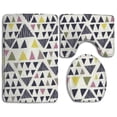 thumbnail image 1 of PUDMAD Colorful Triangle 3 Piece Bathroom Rugs Set Bath Rug Contour Mat and Toilet Lid Cover, 1 of 2