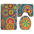 thumbnail image 1 of PUDMAD Colorful Trippy 3 Piece Bathroom Rugs Set Bath Rug Contour Mat and Toilet Lid Cover, 1 of 2
