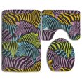thumbnail image 1 of PUDMAD Colorful Zebra 3 Piece Bathroom Rugs Set Bath Rug Contour Mat and Toilet Lid Cover, 1 of 2
